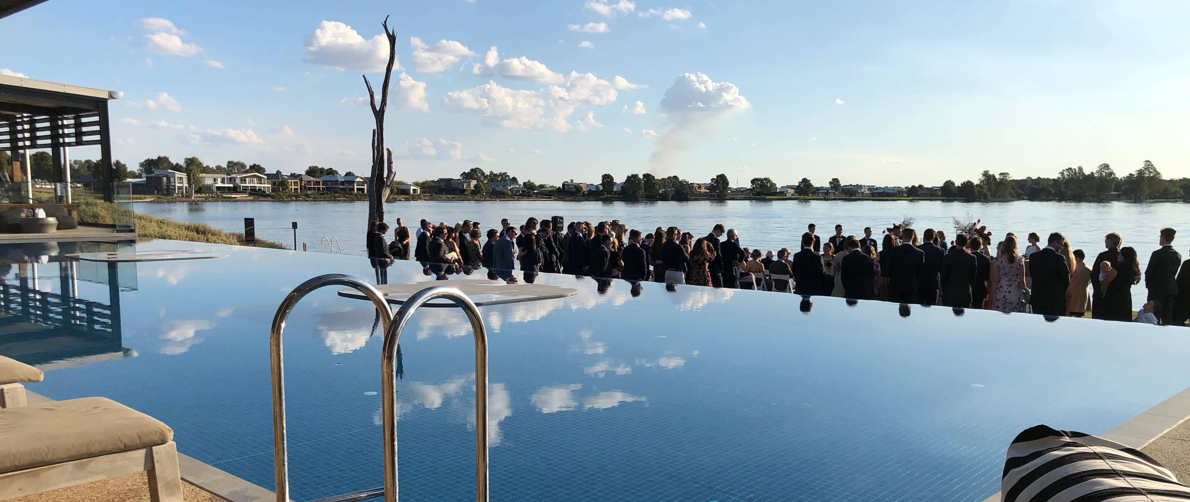 Outdoor wedding ceremony at Melbourne waterfront venue